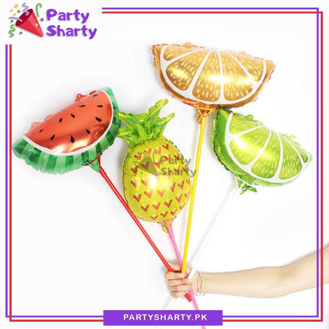 Pineapple, Watermelon Slice, Orange Slice, Lemon Slice Foil Balloons For Tutti Frutti Party Decoration