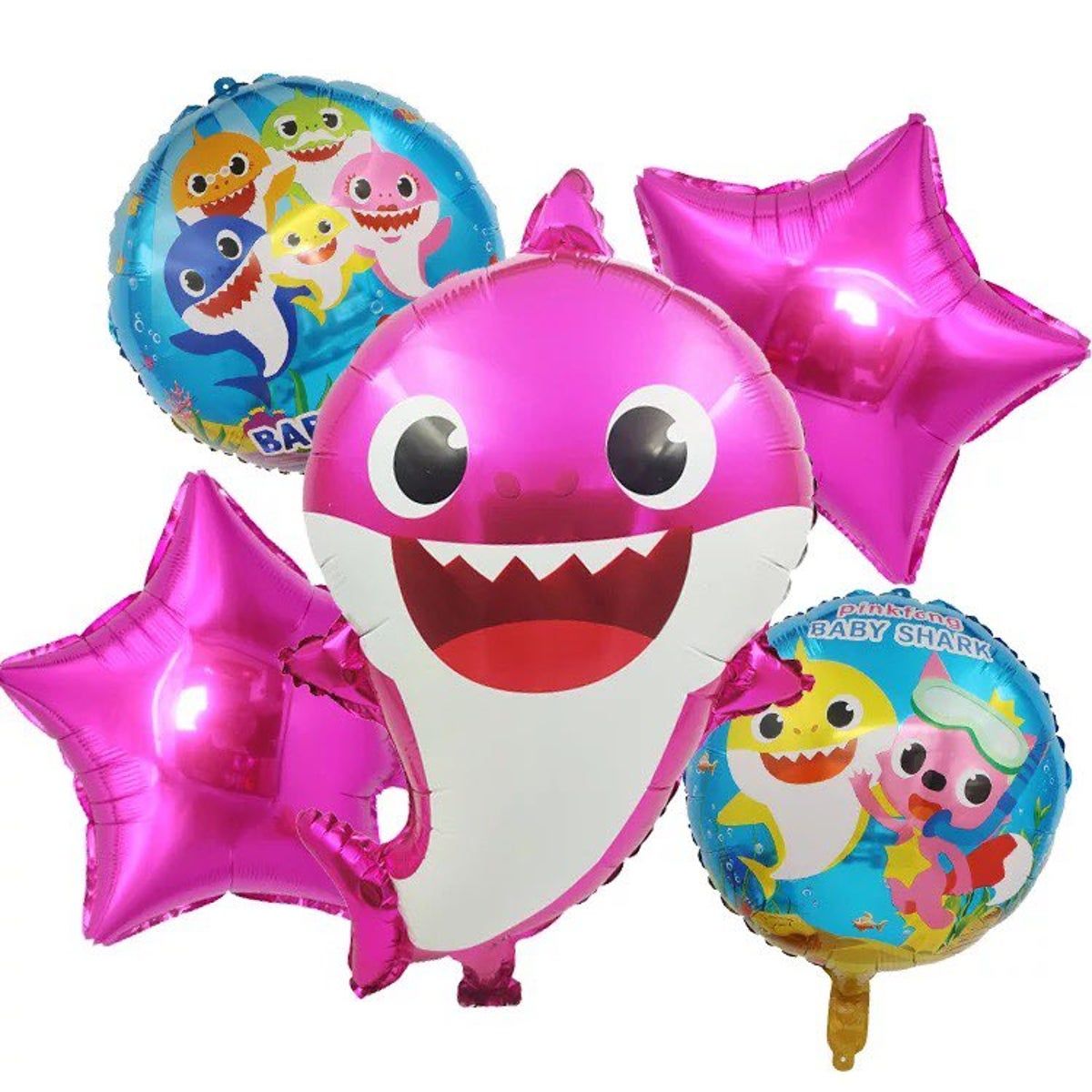 Baby Shark Cartoon Foil Balloon Set - 5 Pieces