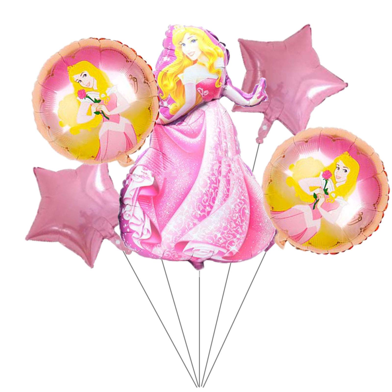 Disney Princess Aurora Cartoon Foil Balloon Set - 5 Pieces For Birthday Party