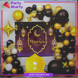Purple Ramadan Kareem Poster with Golden & Black Theme Set for Ramadan Iftar Party Decoration and Celebration