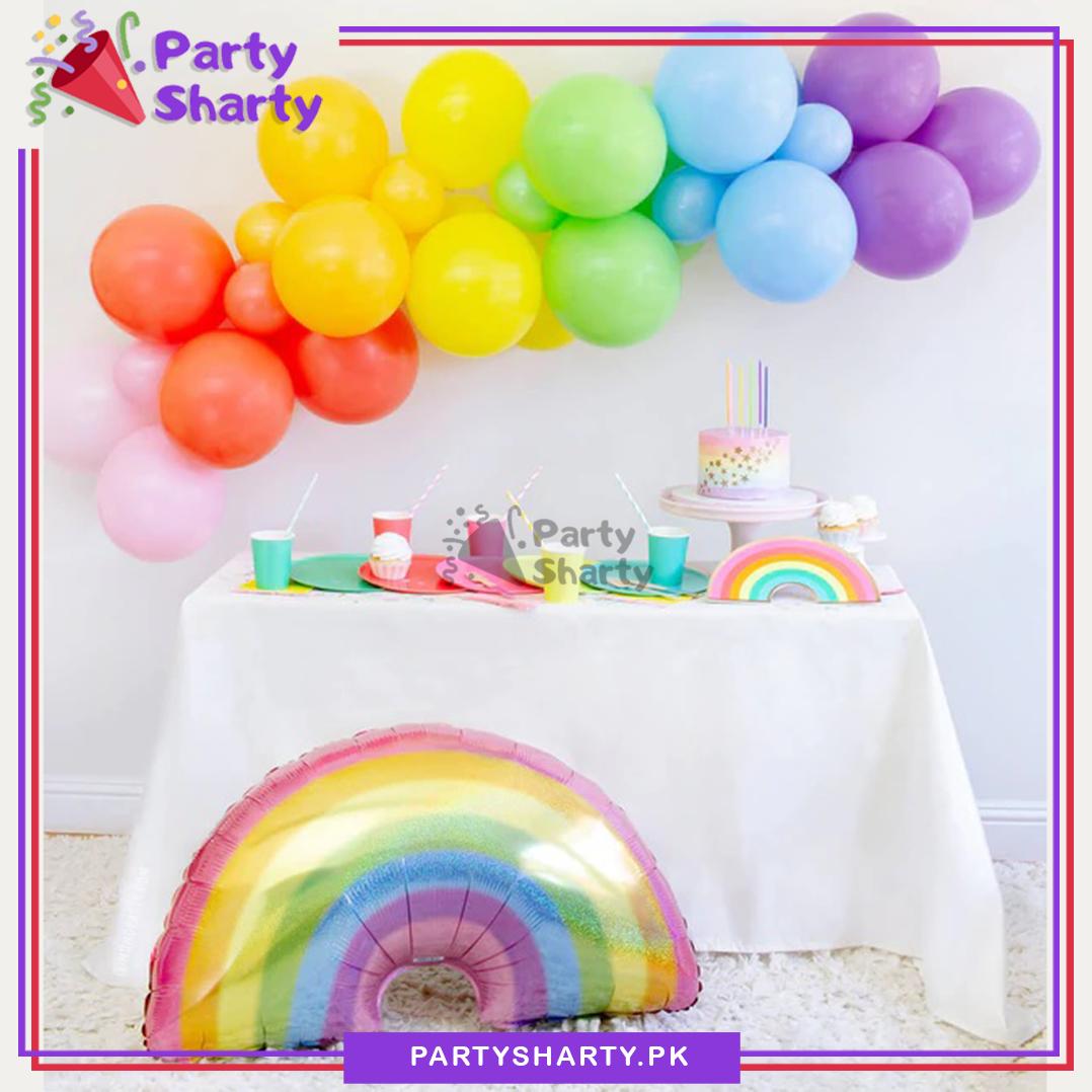 Rainbow With Multi Color Balloons Theme Set For Birthday & Baby Shower Decoration and Celebrations