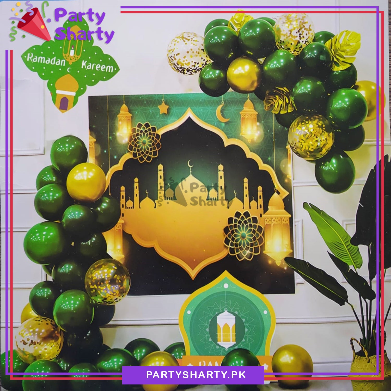 Ramadan Kareem Green & Golden Theme Set for Ramadan Iftar Party Decoration and Celebration