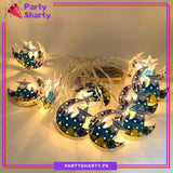 Ramadan Kareem Printed Crescent With Star Shaped Led Metal String Light For Ramadan Decoration And Celebration