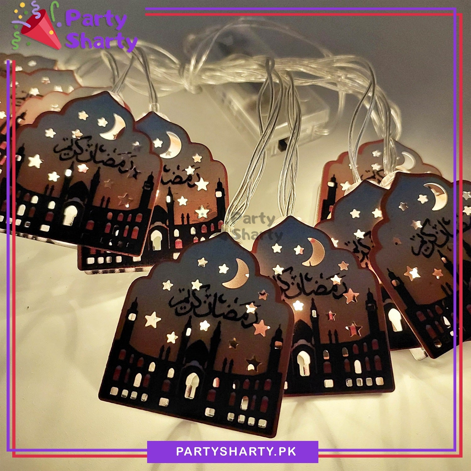 Ramadan Kareem Printed Led Metal String Lights For Ramadan Iftar Party Celebration
