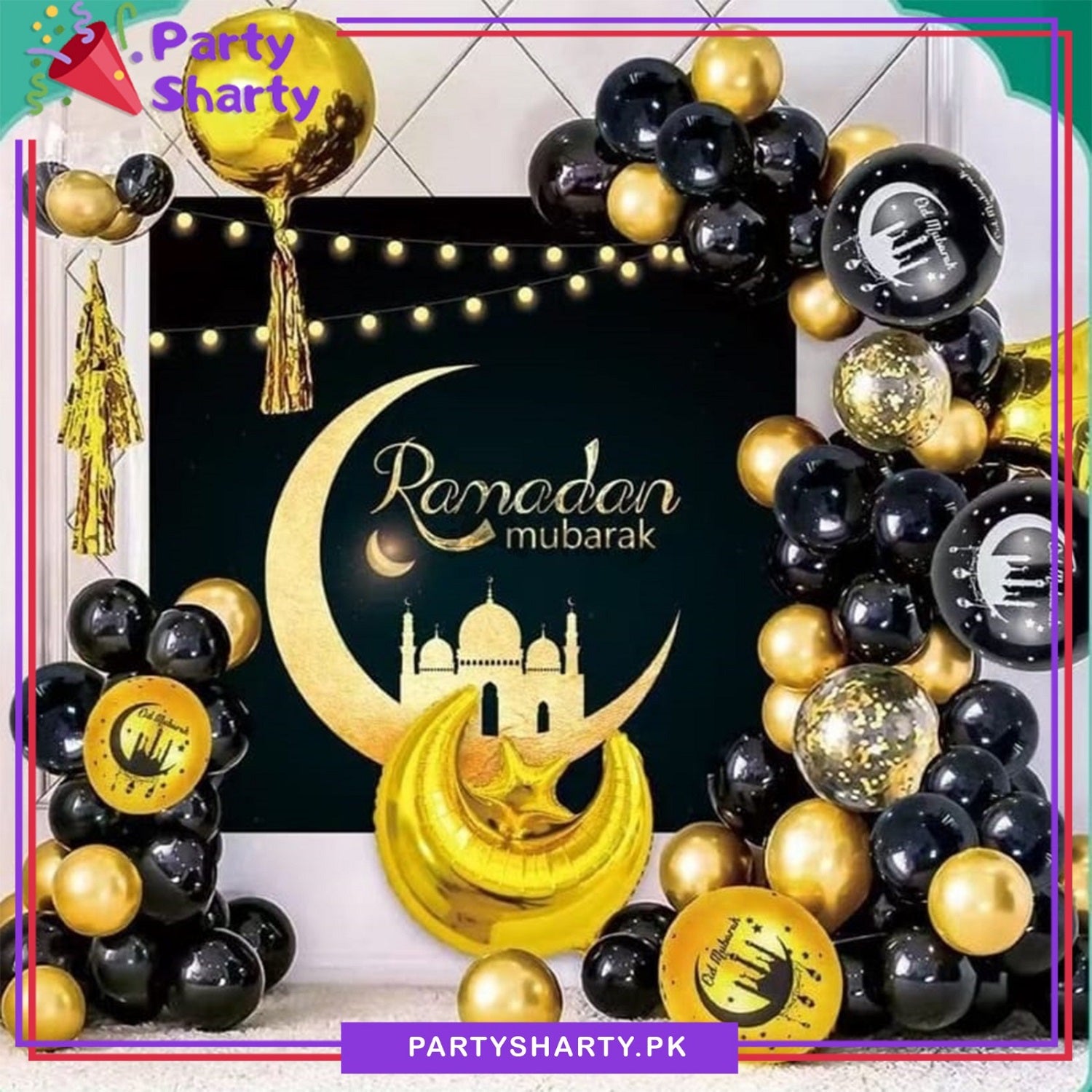 Ramadan Mubarak Golden & Black Theme Set for Ramadan Decoration and Celebration