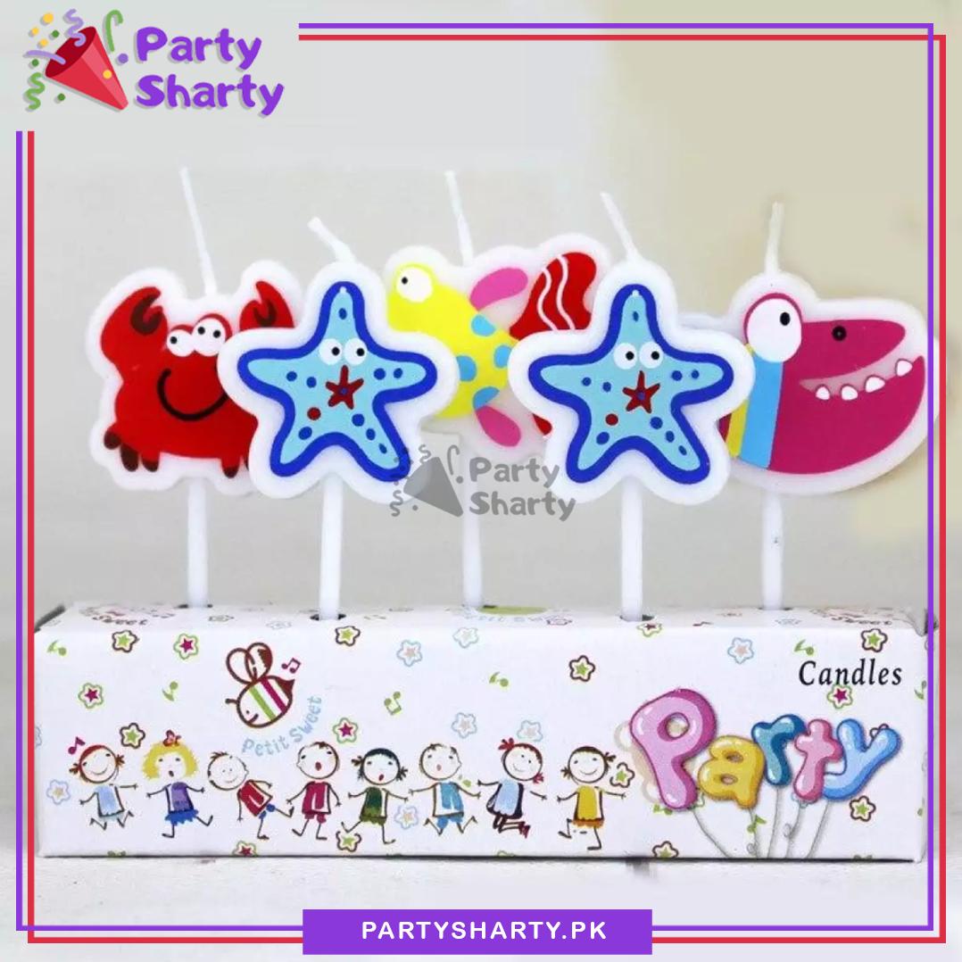 5 pcs / set Under The Sea Themed Cartoon Kids Birthday Cake / Cupcake Toppers Creative Birthday Cake Candle