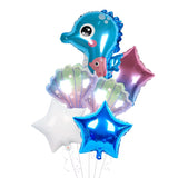 6Pcs Marine Theme Kid Party Deco Balloon Set Cartoon Seahorse Foil Balloon For Birthday Supplies