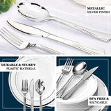 Silver Classic Heavy Duty Plastic Silverware Set (Spoon, Knife, Fork) For Birthday, Anniversary, Wedding Party Decoration and Celebration
