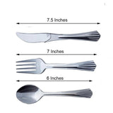 Silver Classic Heavy Duty Plastic Silverware Set (Spoon, Knife, Fork) For Birthday, Anniversary, Wedding Party Decoration and Celebration