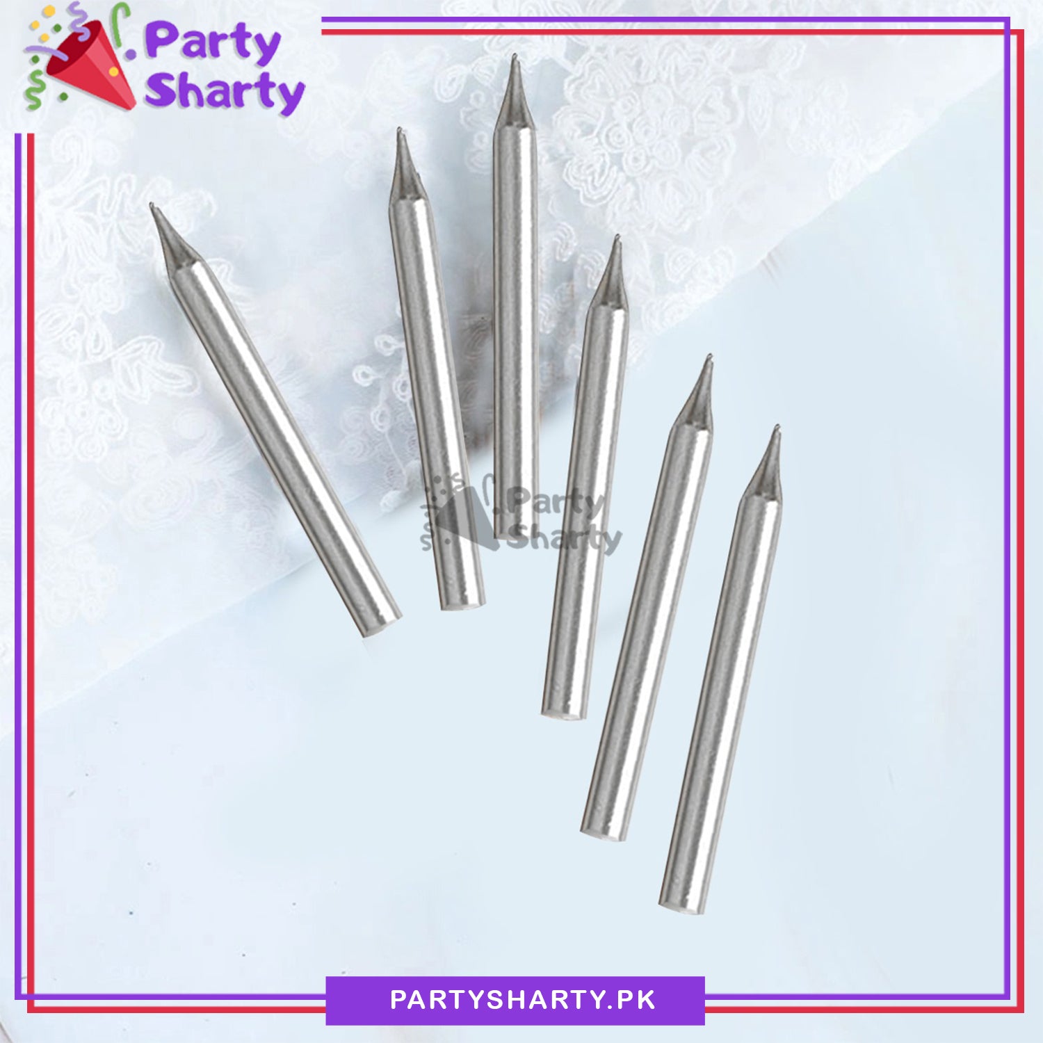 Golden / Silver Birthday Party Candles (Pack of 6 Candles)