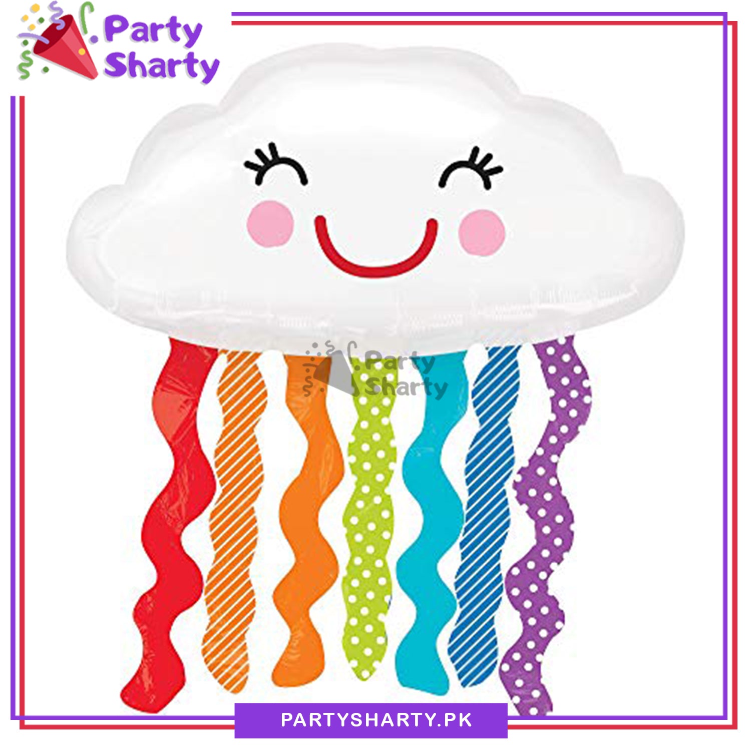 Smiling Sleeping Cloud With Rainbow Rain Shower Shaped Foil Balloon For Theme Decoration and Celebrations