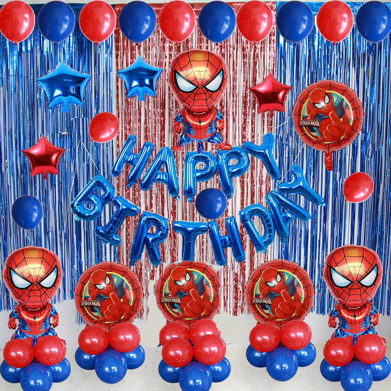 Red & Blue Spider Man Happy Birthday Theme Set for Birthday Decoration and Celebrations