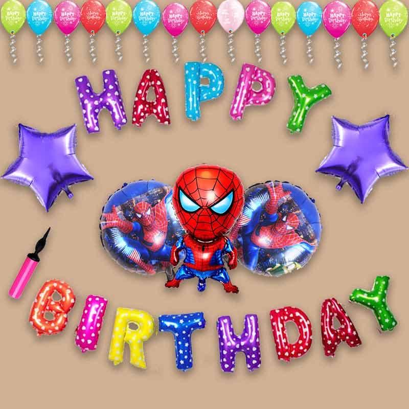 Happy Birthday Multi Color Spider Man Theme Set For Birthday Decoration and Celebrations