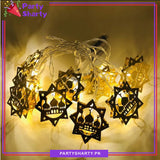 Star Shaped With Masjid Shaped Golden Metal LED String Lights For Ramadan Festival and Celebration