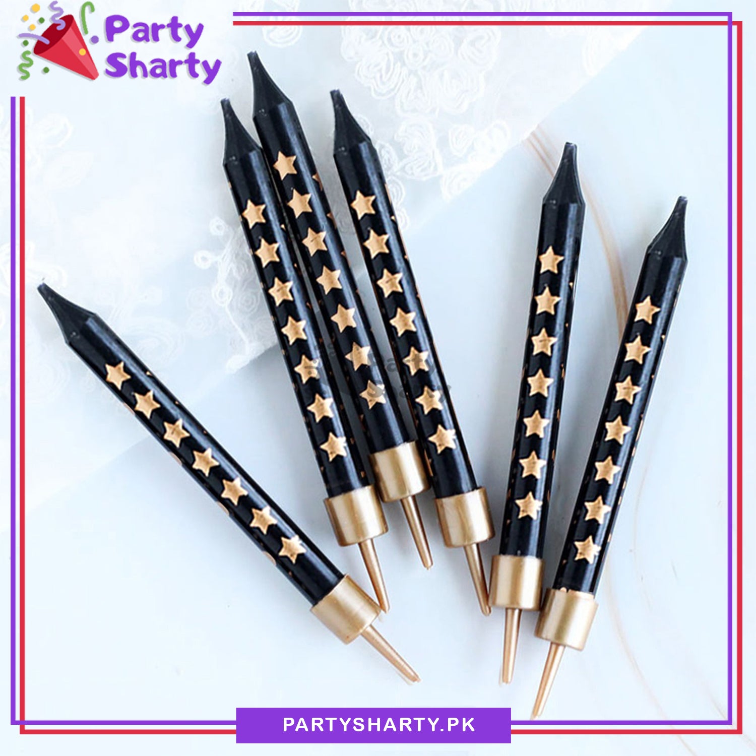 Black Birthday Party Candles (Pack of 6 Candles)
