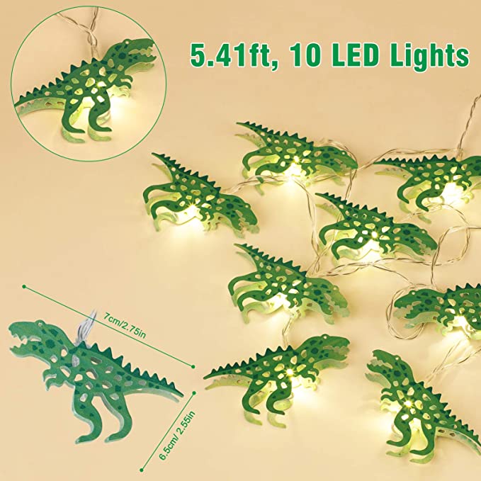 Dinosaur T-Rex String Light Creative Green Dinosaur Design Lovely Warm Light Fairy Light For Dinosaur Theme Decoration
