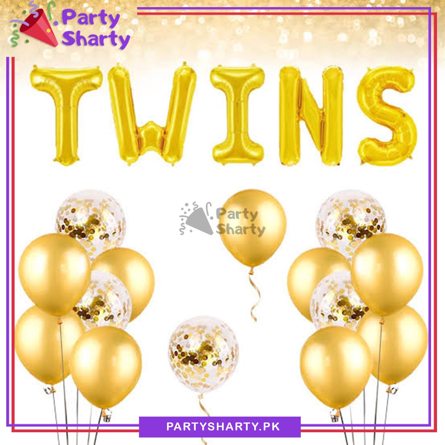 Twins Baby Golden Theme Set For Birthday, Welcome Baby & Baby Shower Decoration and Celebrations