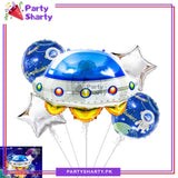 5pcs/set UFO Spaceship Shaped Theme Foil Balloons For Space Theme Birthday Party Decoration and Celebration