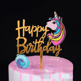 Unicorn Happy Birthday Acrylic Cake Décor/Topper For Unicorn Theme Birthday Party and Decoration