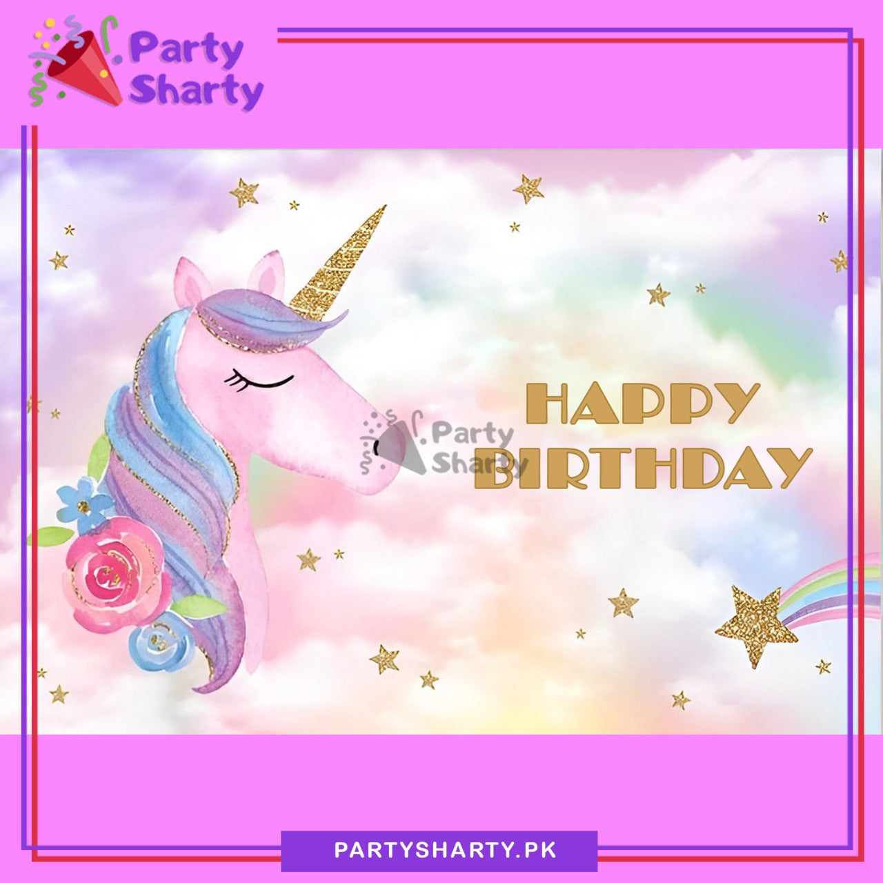 Unicorn Panaflex backdrop For Unicorn Theme Birthday Decoration and Celebration