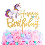 Unicorn Character Theme Happy Birthday Acrylic Cake Topper For Birthday Party Celebration and Decoration