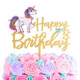 Unicorn Character Theme Happy Birthday Acrylic Cake Topper For Birthday Party Celebration and Decoration