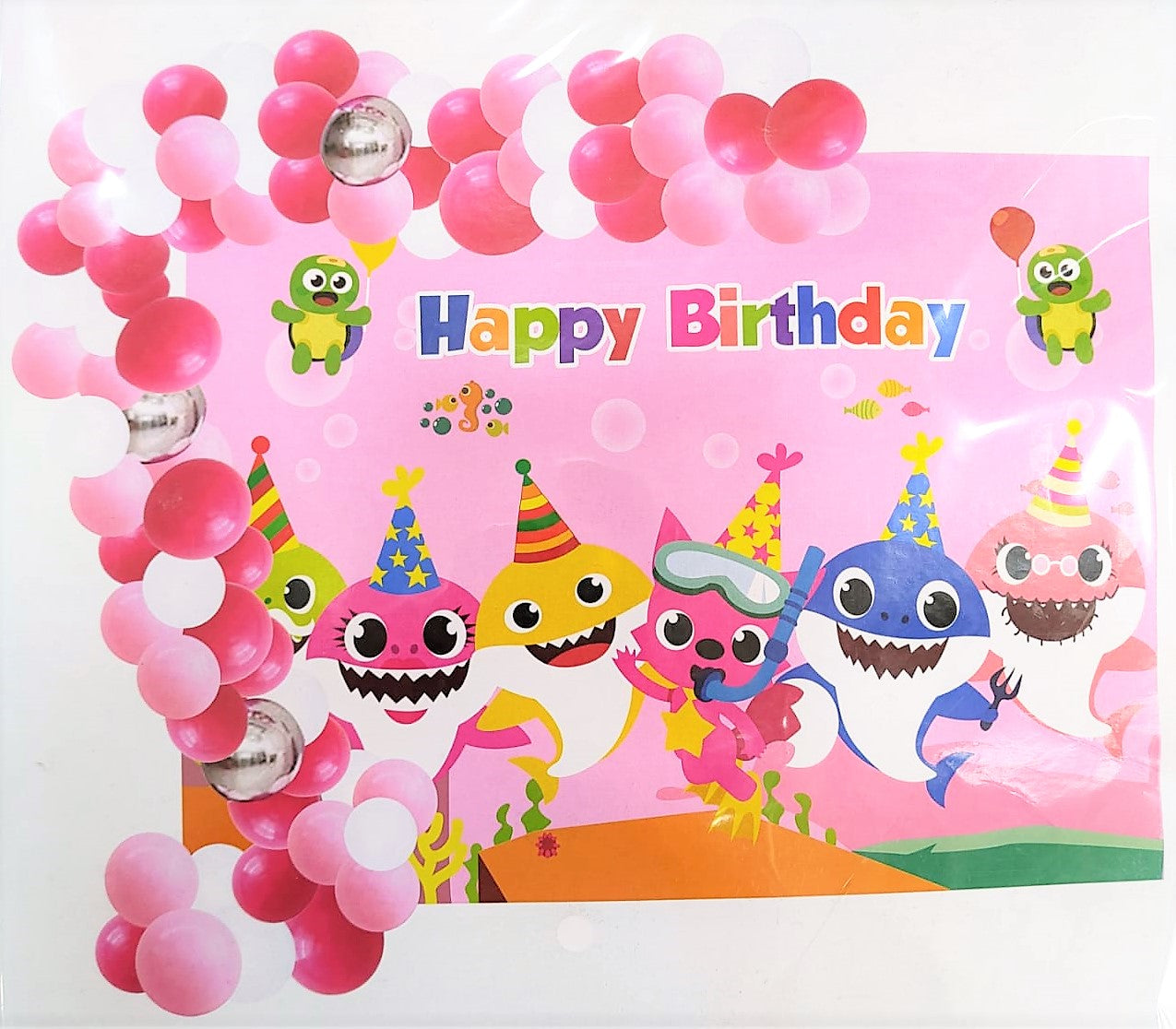 Pink Baby Shark Birthday Theme Set For Birthday Party and