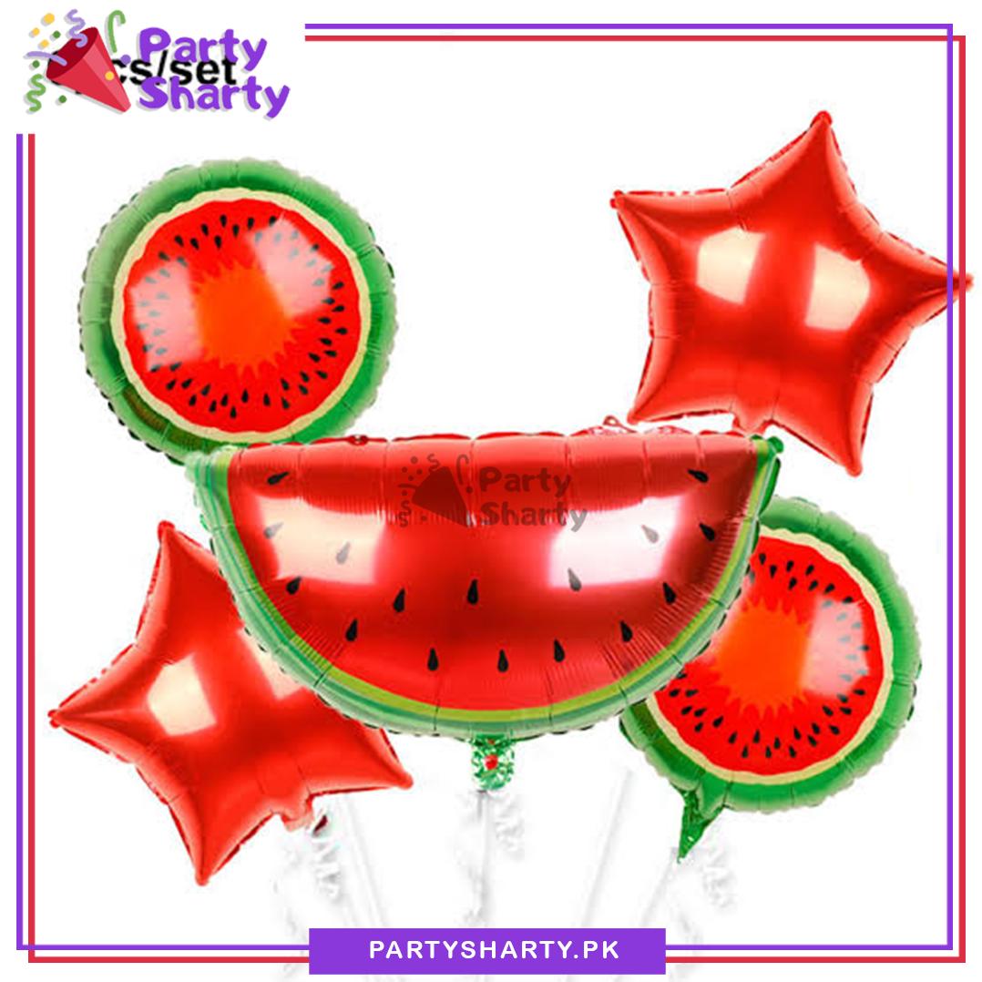 5pcs/set Watermelon Theme Foil Balloons For Watermelon Theme Birthday Party Decoration and Celebration