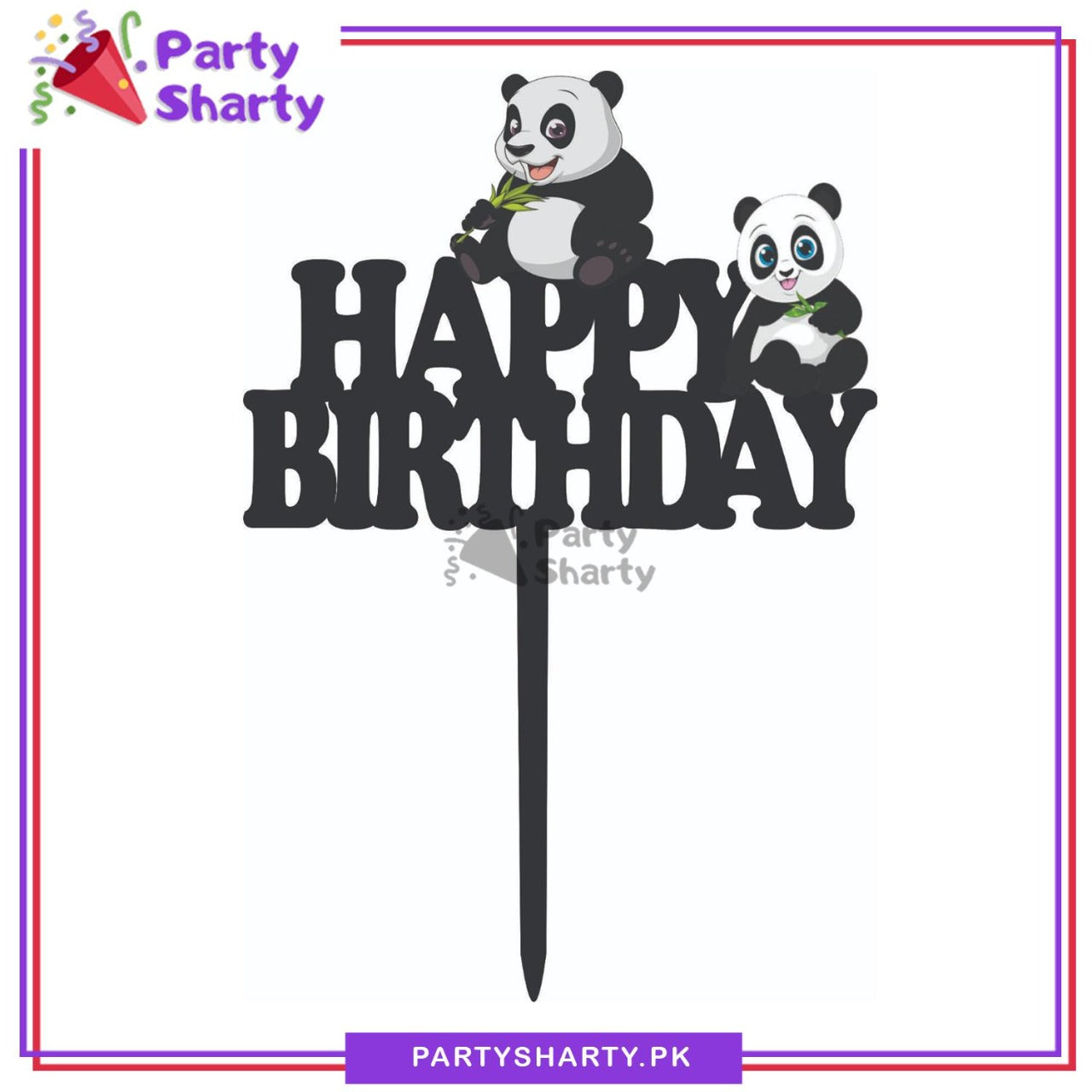 Happy Birthday Panda Theme Acrylic Cake Topper For Birthday Party Celebration and Decoration