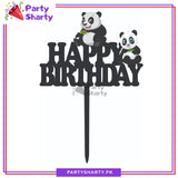 Happy Birthday Panda Theme Acrylic Cake Topper For Birthday Party Celebration and Decoration