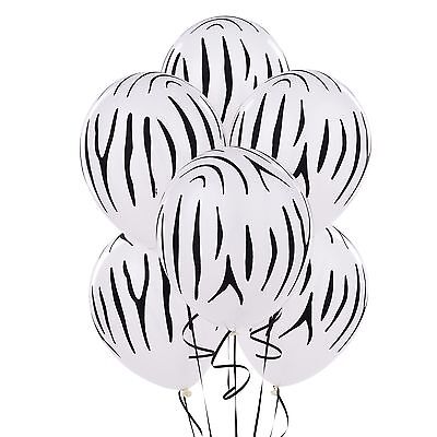 White Zebra Print Latex Balloons For Jungle / Safari / Wild One Theme Birthday Party Decoration and Celebration