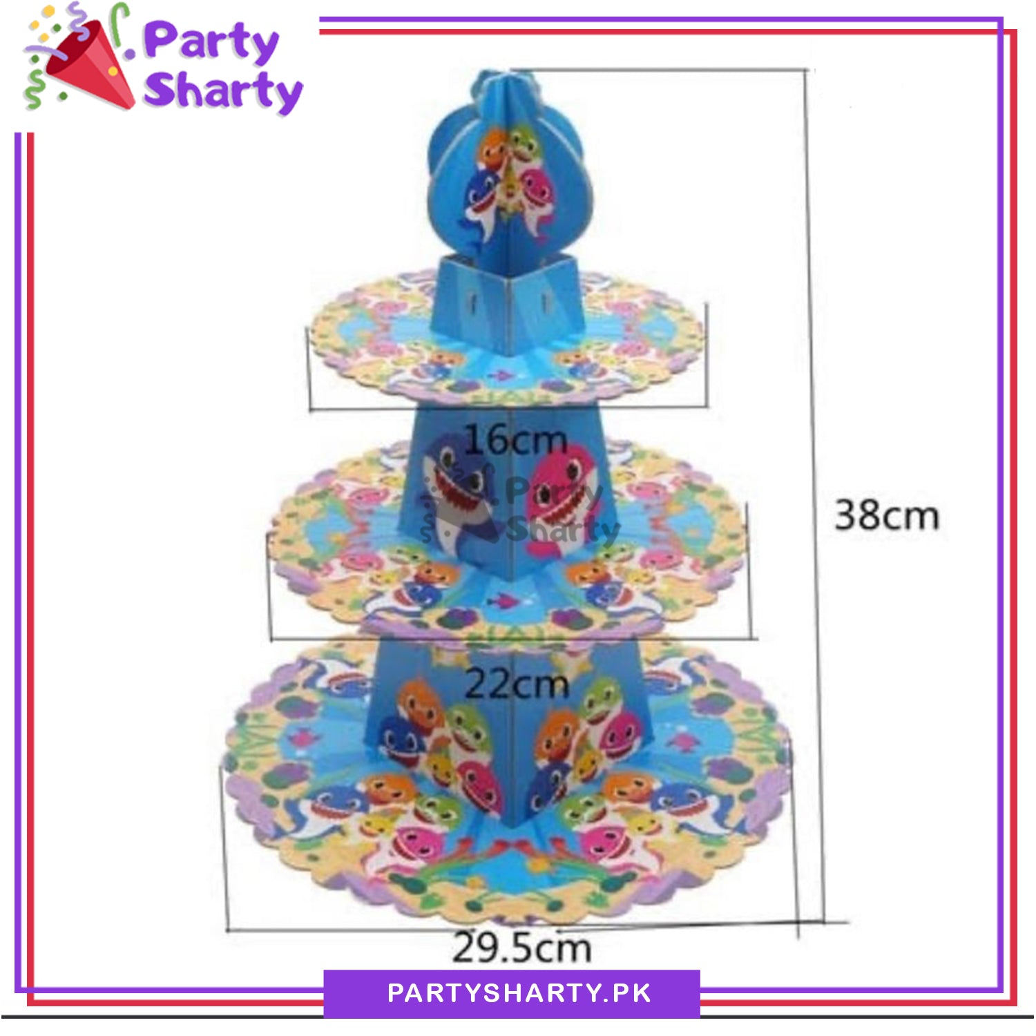 Baby Shark Theme Cupcake Stand For Theme Party Decoration and Celebration