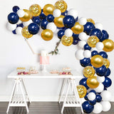 102 pcs Navy Blue, Metallic Golden & White Balloons Garland Arch Kit For Birthday, Wedding, Baby Shower, Graduation, Engagement and Party Event Decoration