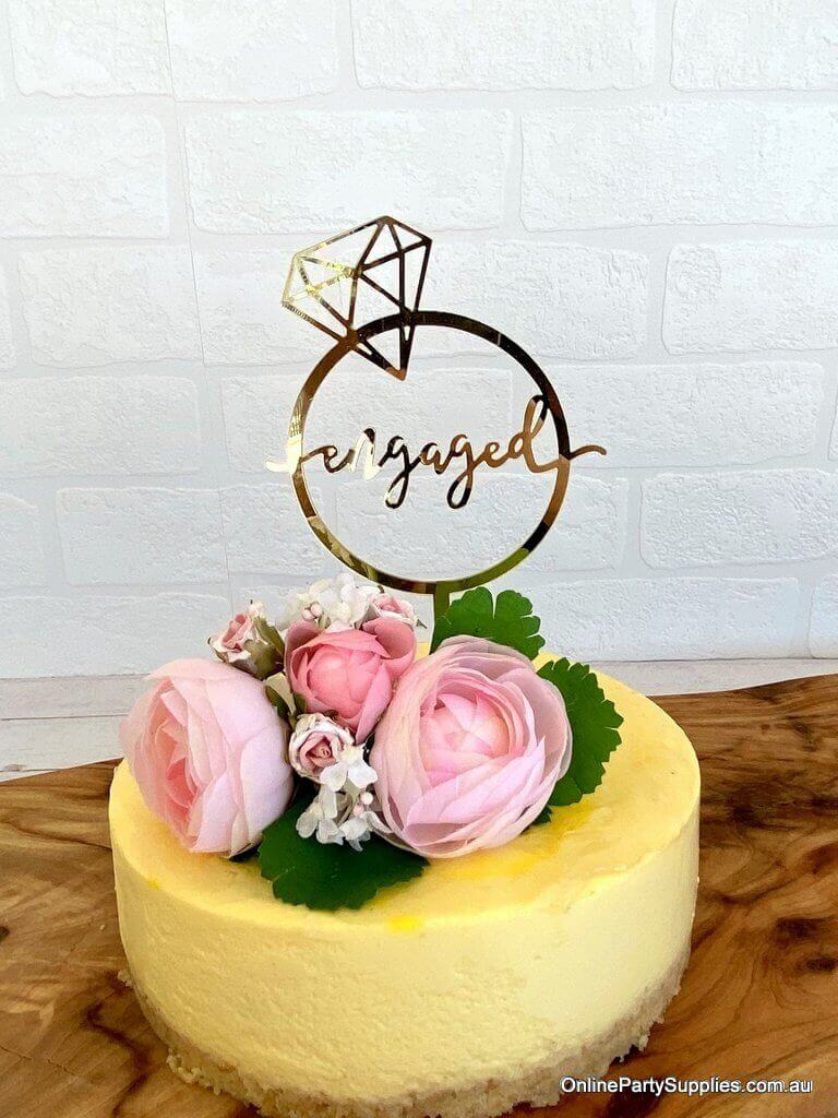 Engaged Acrylic Cake Topper For Engagement Wedding Celebration Decoration Supplies