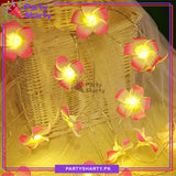 10 LED Pink Flower String Lights - Battery Operated For Party and Room Decoration