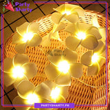 10 LED White Flower String Lights - Battery Operated For Party and Room Decoration