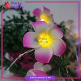10 LED Pink Flower String Lights - Battery Operated For Party and Room Decoration