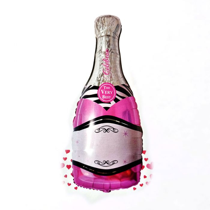 Champagne Shape Pink Foil Balloon For Birthday Party