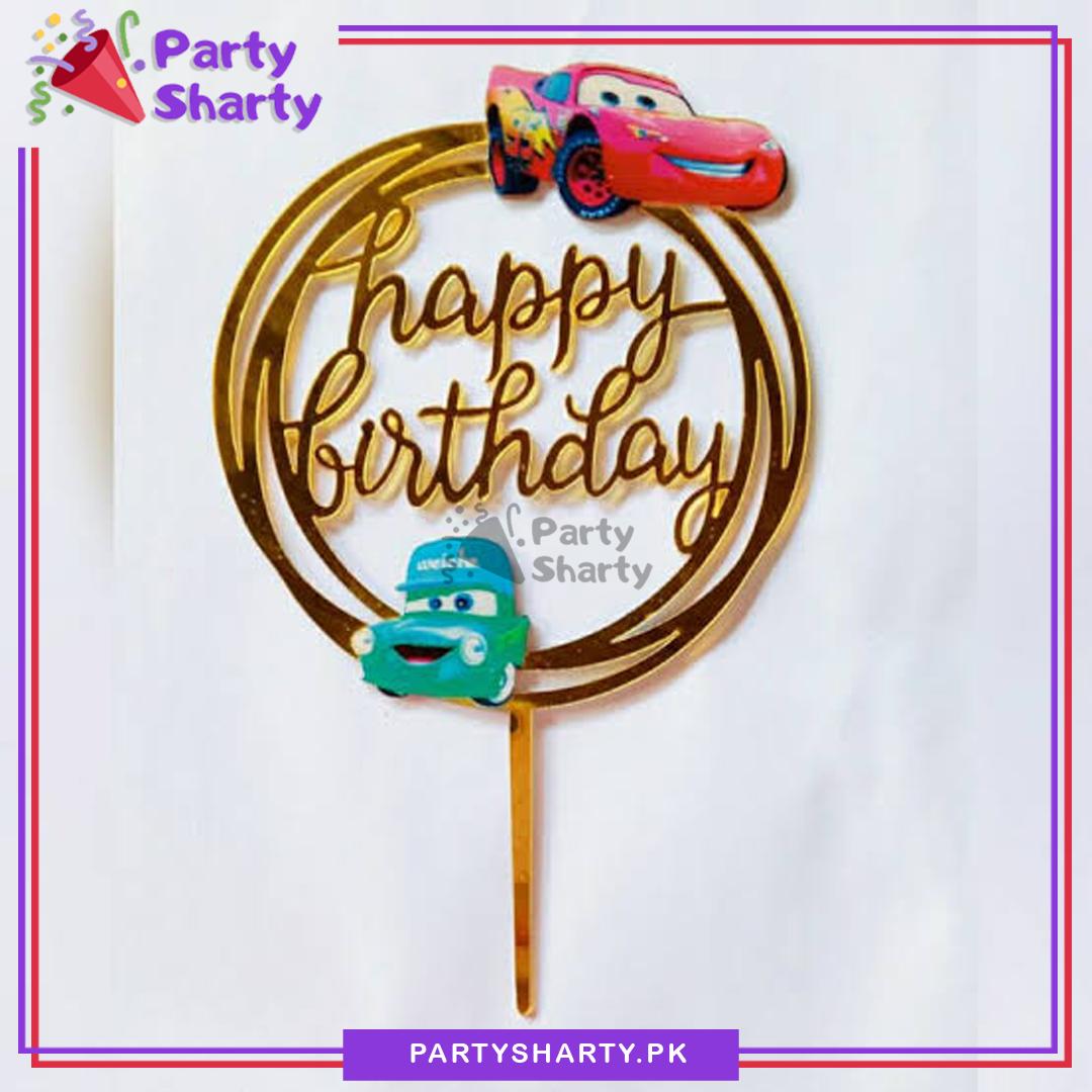 Lightning Mcqueen Car Theme Acrylic Cake Topper For Lightning Mcqueen Car Birthday Theme Party and Decoration