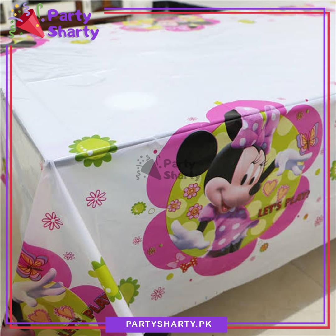Minnie Mouse Printed Plastic Table Cover For Minnie Mouse Theme Birthday Party Celebration and Decoration